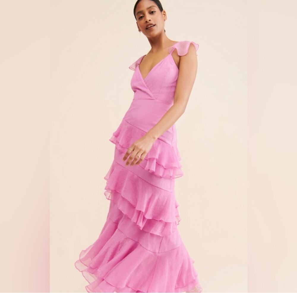 Hutch Tiered Shimmer Chiffon Maxi Dress